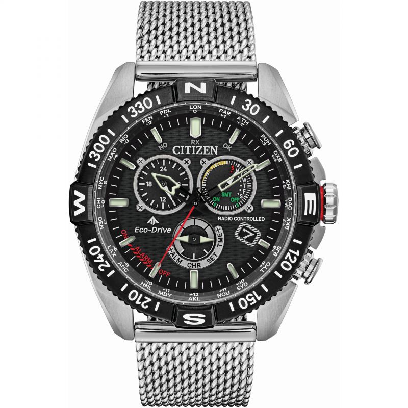 Mens Citizen Eco-drive Promaster Navihawk Radio Controlled Alarm Chronograph Stainless Steel Watch Mens Citizen Eco-drive Promaster Navihawk Radio Controlled Alarm Chronograph Stainless Steel Watch