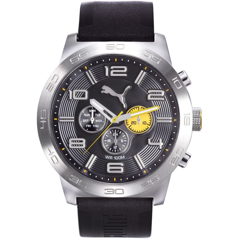Mens Puma PU10422 DEFINITION - silver black yellow Watch Mens Puma PU10422 DEFINITION - silver black yellow Watch