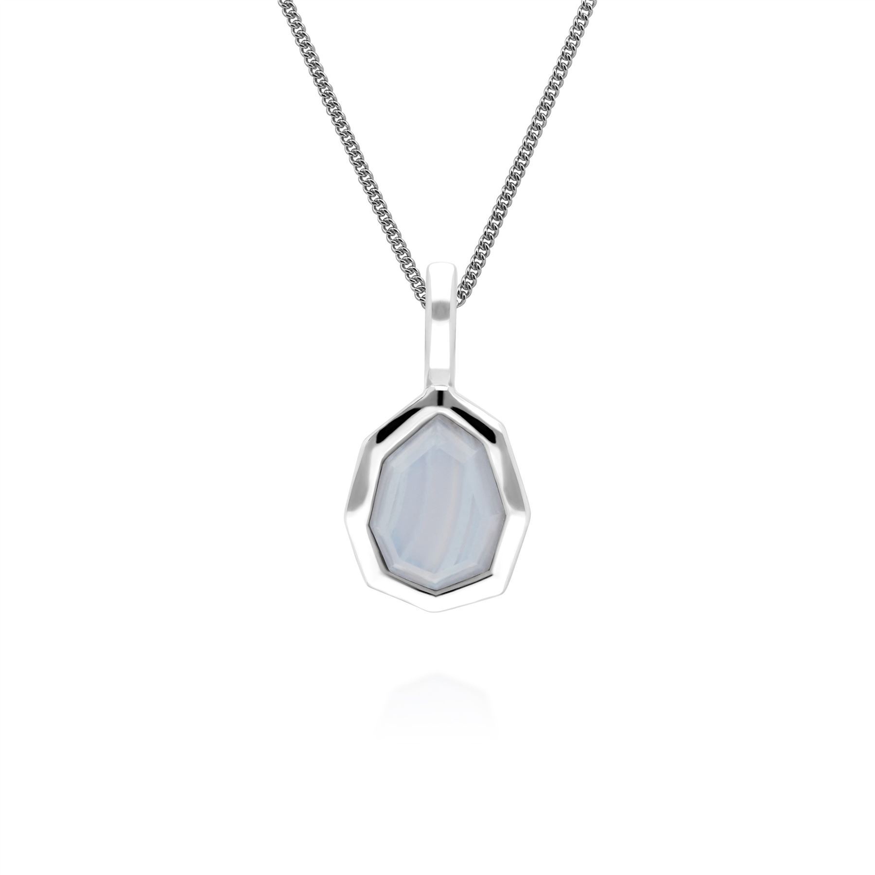 Irregular B Gem Blue Lace Agate Pendant in 925 Sterling Silver Irregular B Gem Blue Lace Agate Pendant in 925 Sterling Silver