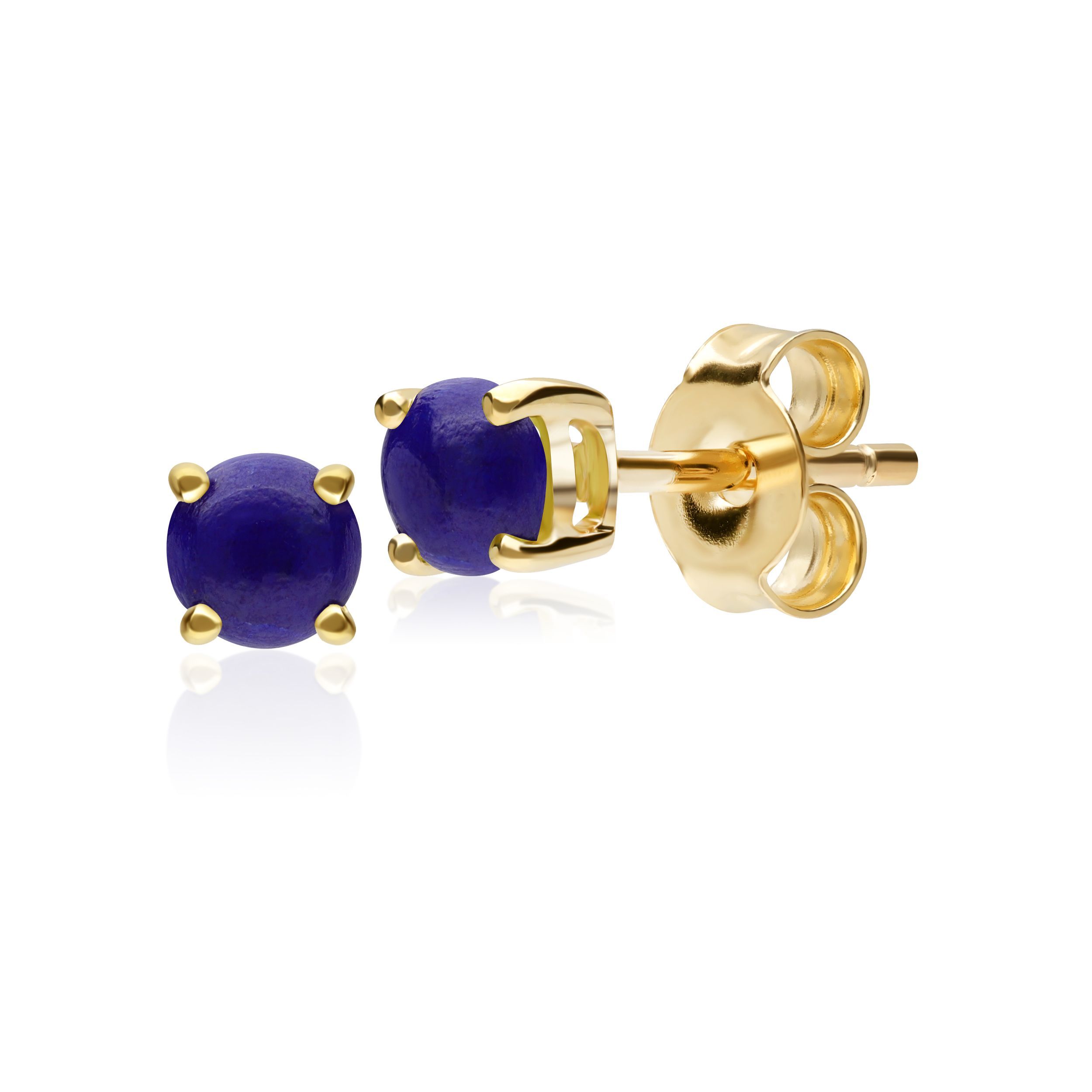 Classic Round Lapis Lazuli Claw Set Single Stone Earnings in 9ct Gold Classic Round Lapis Lazuli Claw Set Single Stone Earnings in 9ct Gold