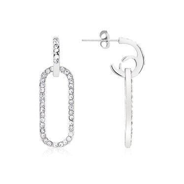 August Woods Silver Rectangle Sparkle Drop Earrings - Silver August Woods Silver Rectangle Sparkle Drop Earrings - Silver