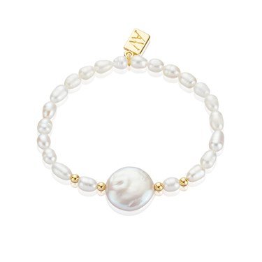 August Woods Gold Freshwater Pearl Stretch Bracelet - Gold August Woods Gold Freshwater Pearl Stretch Bracelet - Gold