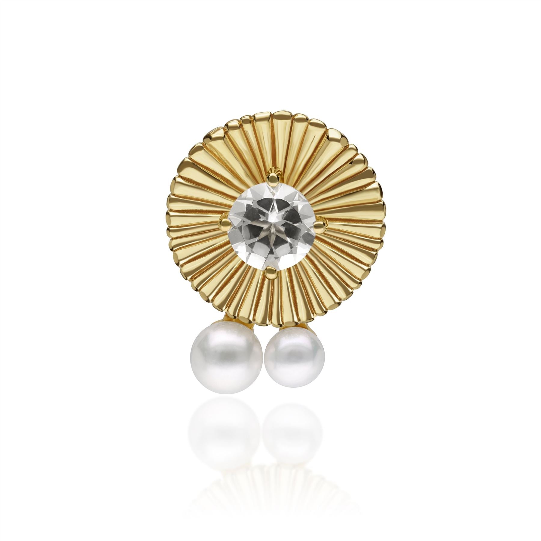 Caruso Floral Topaz & Pearl Pin in Gold Plated Sterling Silver Caruso Floral Topaz & Pearl Pin in Gold Plated Sterling Silver