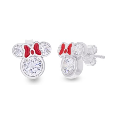 Disney Silver Crystal Minnie Mouse Earrings - Silver Disney Silver Crystal Minnie Mouse Earrings - Silver