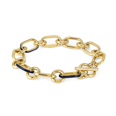 Nomination Drusilla Gold + Blue T-Bar Bracelet - 21cm Nomination Drusilla Gold + Blue T-Bar Bracelet - 21cm