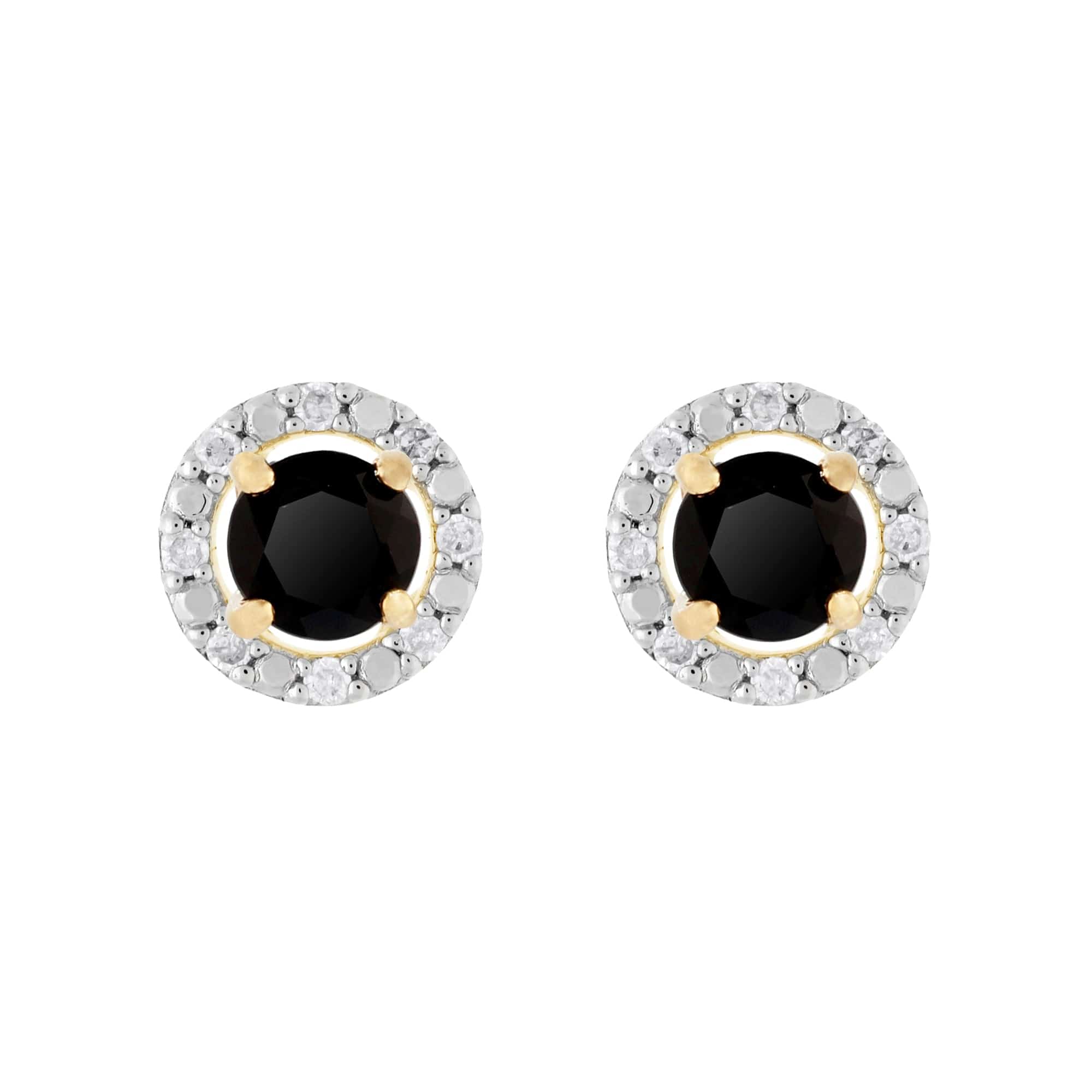 Classic Round Black Onyx Stud Earrings with Detachable Diamond Round Earrings Jacket Set in 9ct Yellow Gold Classic Round Black Onyx Stud Earrings with Detachable Diamond Round Earrings Jacket Set in 9ct Yellow Gold