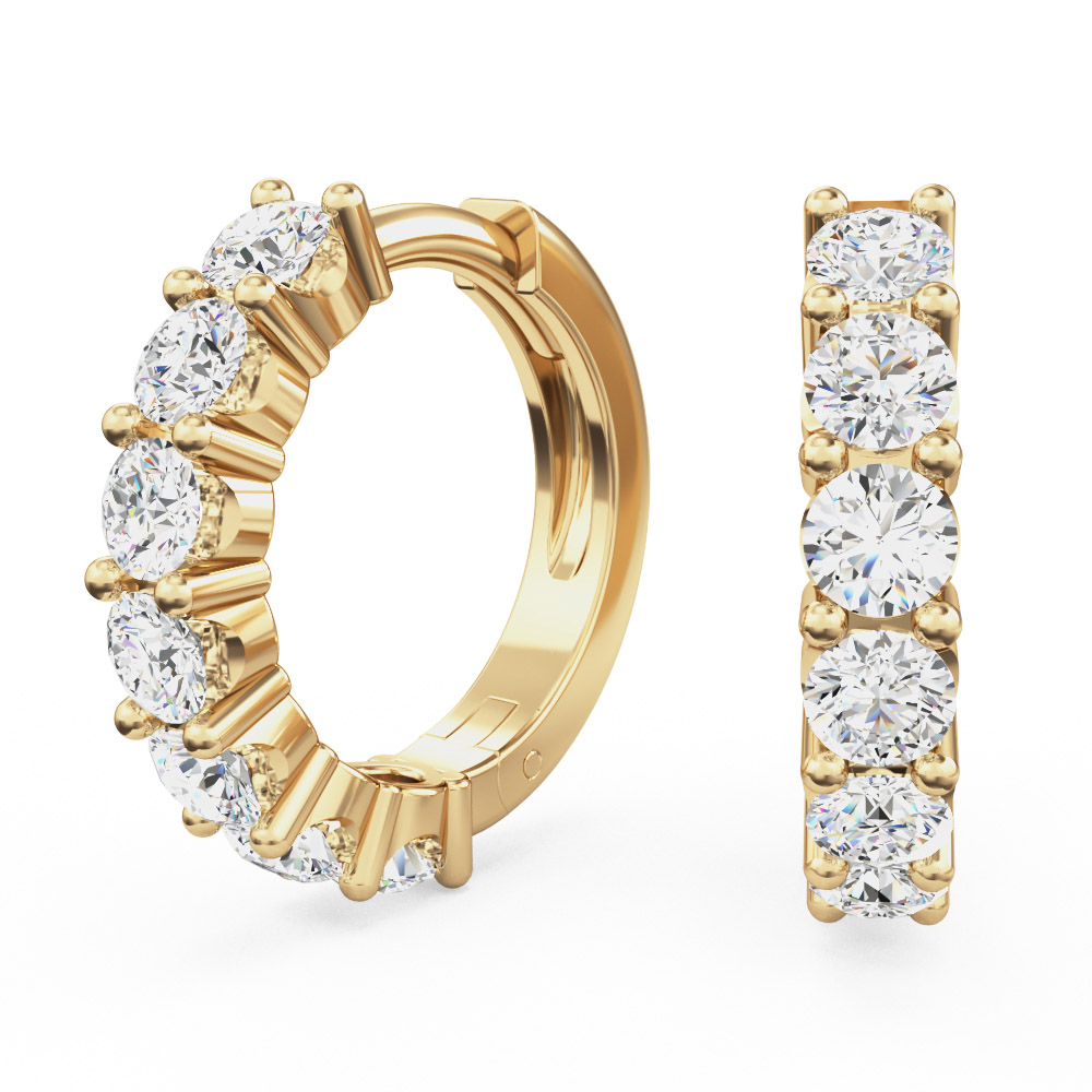 A beautiful pair of round brilliant cut diamond hoop earrings in 18ct yellow gold A beautiful pair of round brilliant cut diamond hoop earrings in 18ct yellow gold