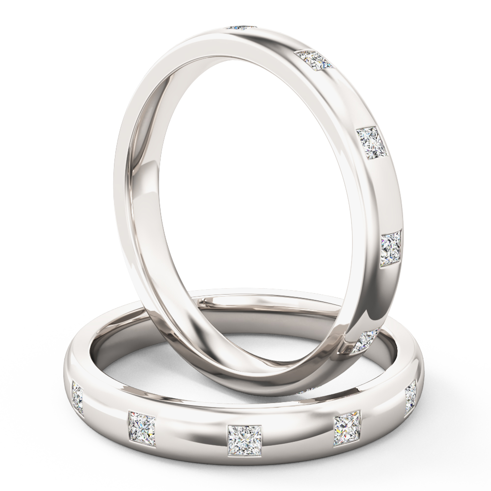 A classic princess cut diamond full set ladies wedding ring in 18ct white gold A classic princess cut diamond full set ladies wedding ring in 18ct white gold