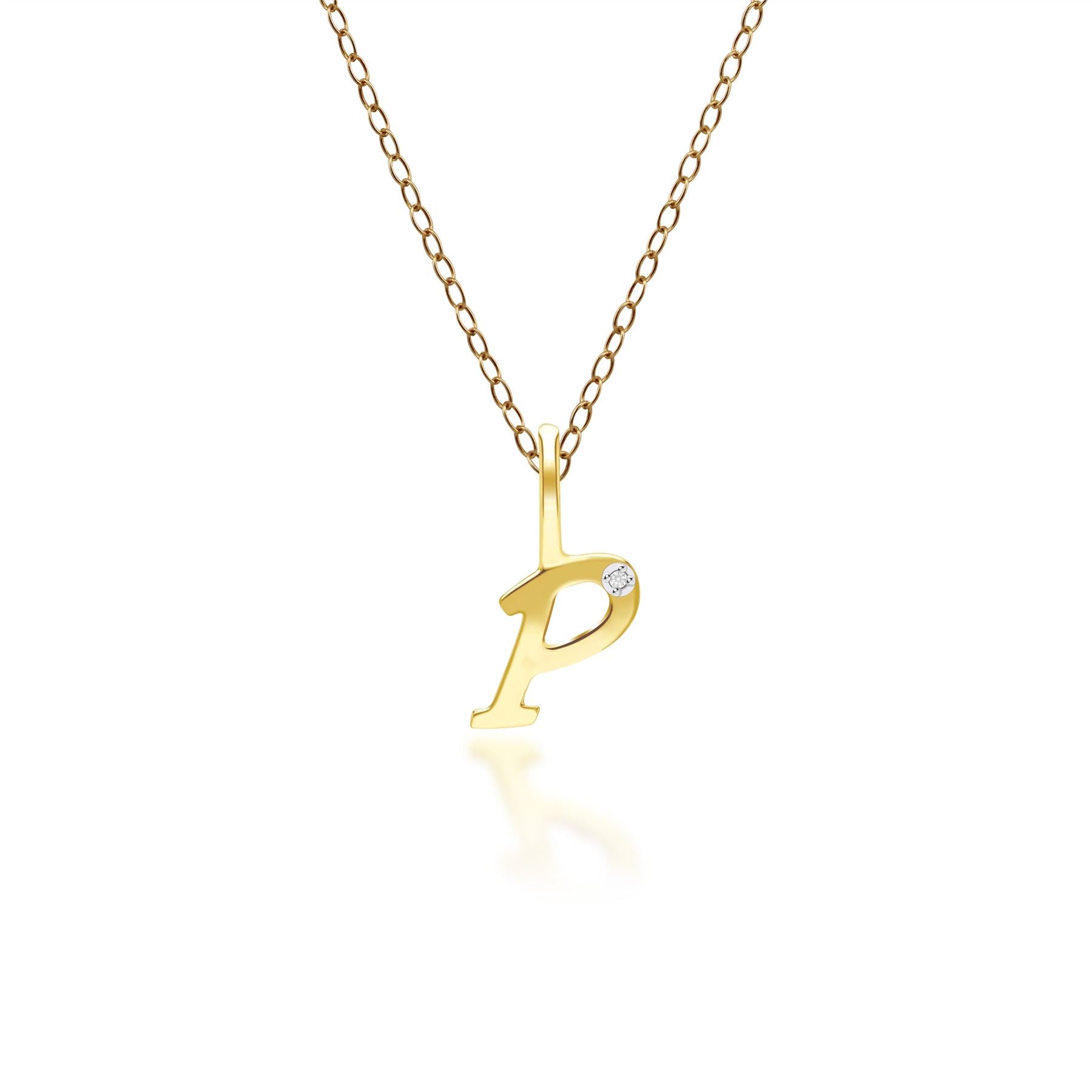 Alphabet Letter P Diamond pendant in 9ct Yellow Gold Alphabet Letter P Diamond pendant in 9ct Yellow Gold