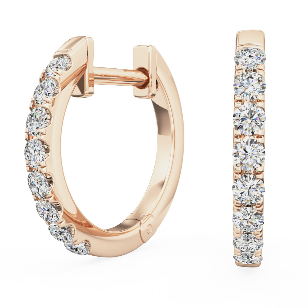 An eye catching pair of round brilliant cut diamond hoop earrings in 18ct rose gold An eye catching pair of round brilliant cut diamond hoop earrings in 18ct rose gold