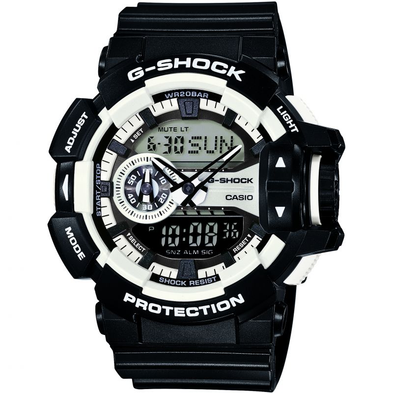 Mens Casio 'G-Shock' Black and LCD Stainless Steel and Resin Quartz Chronograph Watch Mens Casio 'G-Shock' Black and LCD Stainless Steel and Resin Quartz Chronograph Watch