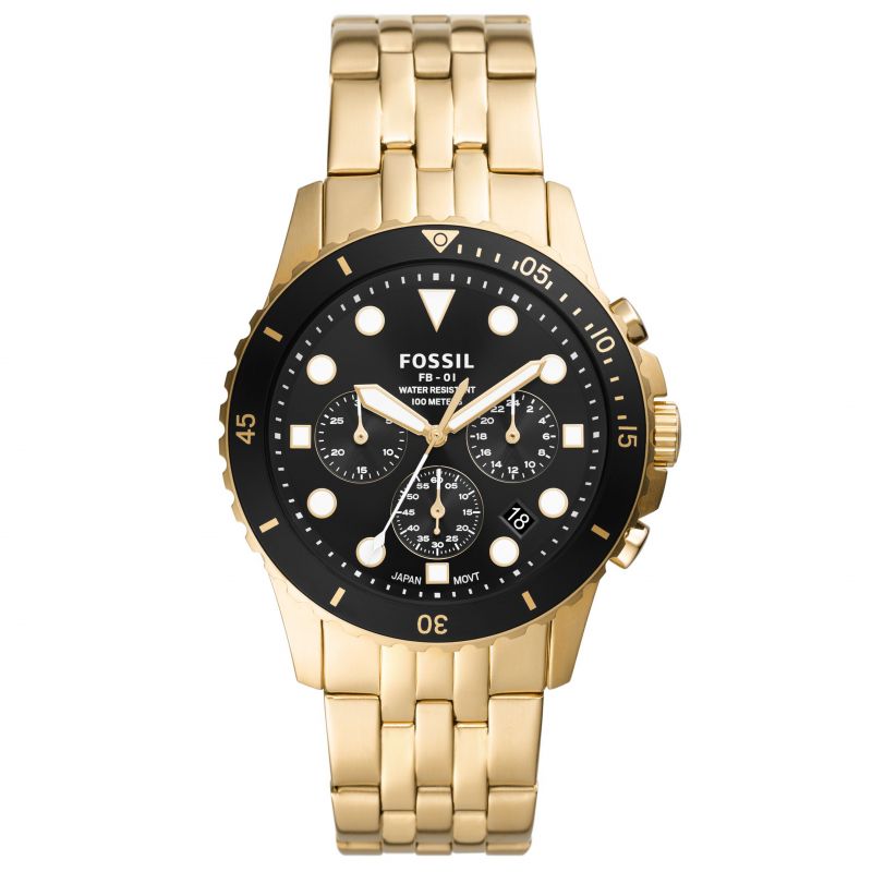 Mens Fossil FB-01 Chronograph Gold-Tone Stainless Steel Watch Mens Fossil FB-01 Chronograph Gold-Tone Stainless Steel Watch