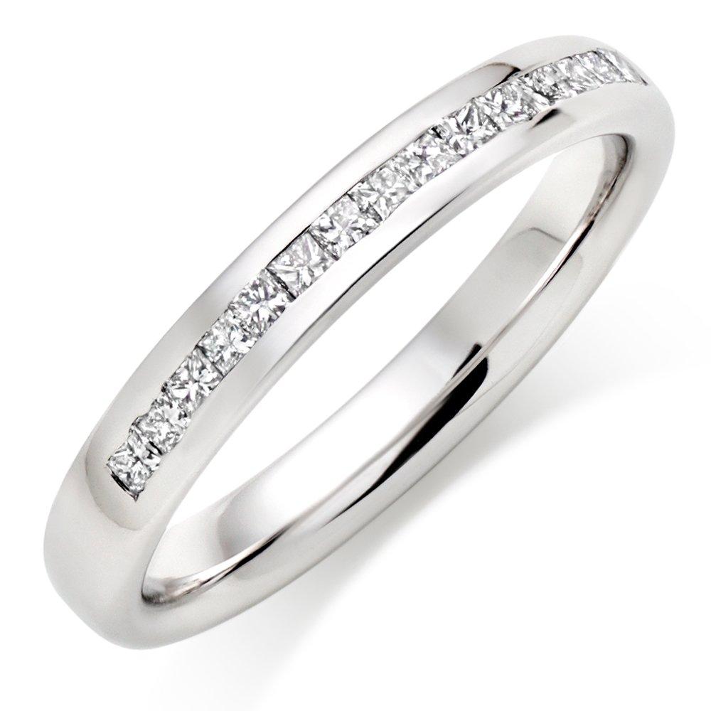 Beaverbrooks Women's Platinum Half Eternity Diamond Wedding Ring, Colour H, Clarity SI1, Ring Size J Beaverbrooks Women's Platinum Half Eternity Diamond Wedding Ring, Colour H, Clarity SI1, Ring Size J