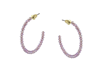 Big Metal London Lilac Circe Beaded Hoop Earrings - Purple Big Metal London Lilac Circe Beaded Hoop Earrings - Purple