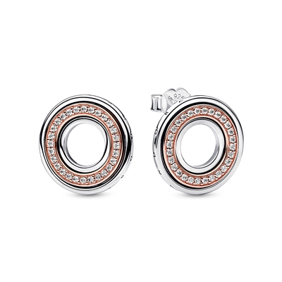 Pandora Signature Two-tone Logo & Pavé Stud Earrings Pandora Signature Two-tone Logo & Pavé Stud Earrings