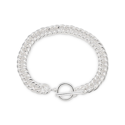 August Woods Silver Curb Chain T-Bar Bracelet - 19cm August Woods Silver Curb Chain T-Bar Bracelet - 19cm