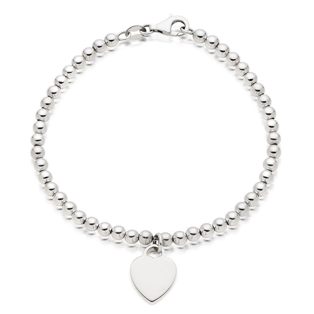 Beaverbrooks Women's Silver Ball Heart Shaped Disc Bracelet Beaverbrooks Women's Silver Ball Heart Shaped Disc Bracelet