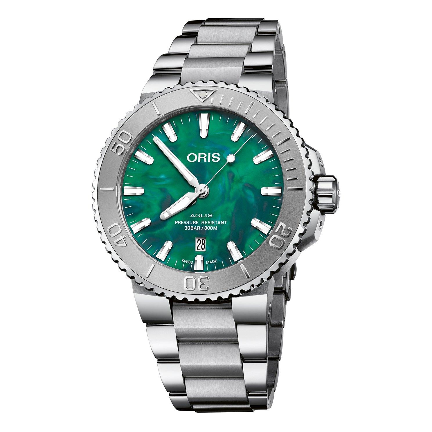 OrisAquis Stainless Steel Green Automatic Watch 01 733 7730 4137-07 8 24 05PEB, Size 43.5mm OrisAquis Stainless Steel Green Automatic Watch 01 733 7730 4137-07 8 24 05PEB, Size 43.5mm