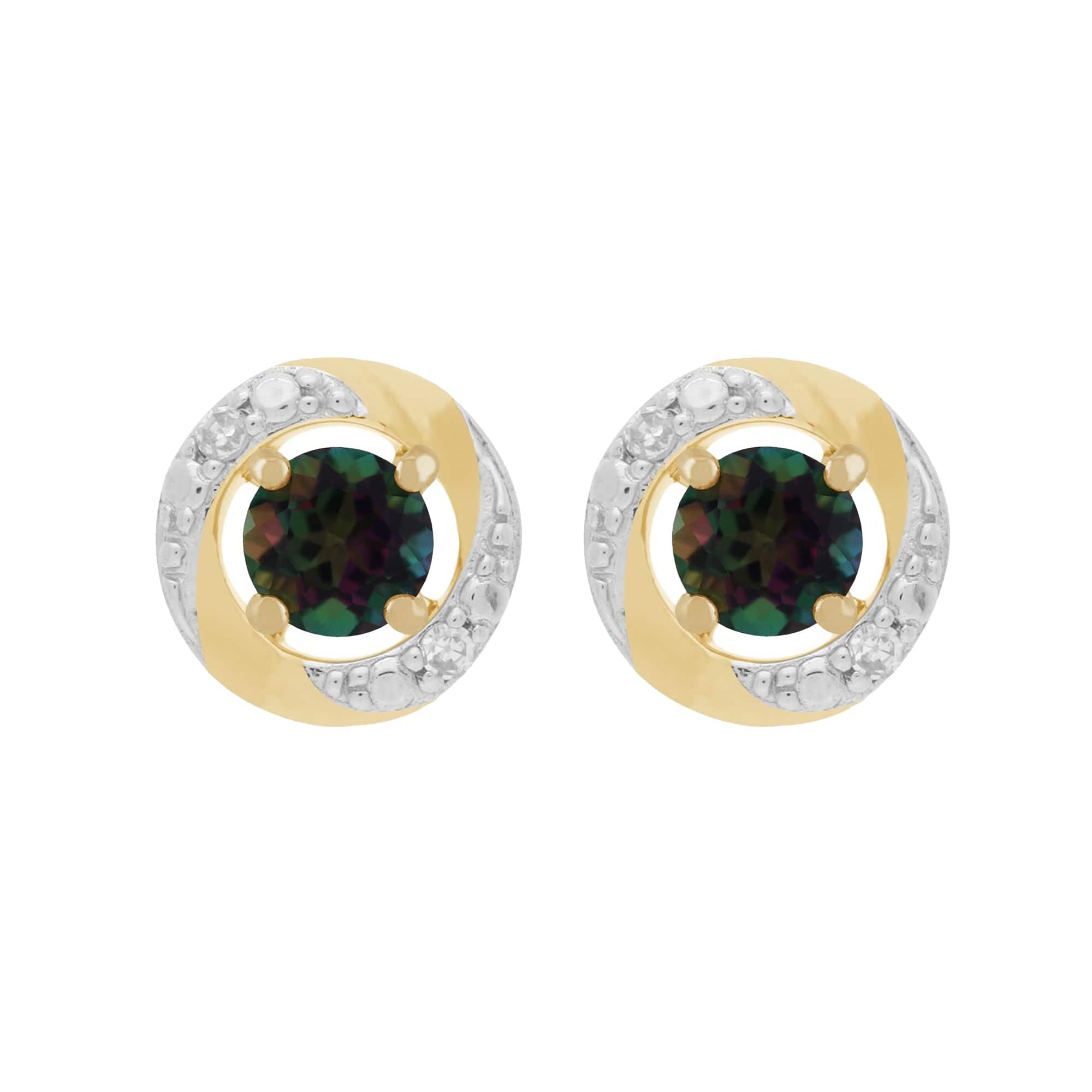 Round Mystic Topaz Stud Earrings with Detachable Diamond Halo Jacket in 9ct Gold Round Mystic Topaz Stud Earrings with Detachable Diamond Halo Jacket in 9ct Gold